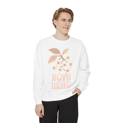 Chic Hoya Head Sweatshirt, Cozy Garment-Dyed Crewneck, Sustainable Fashion, Gift for Plant Lovers, Casual Style, Fall Fashion