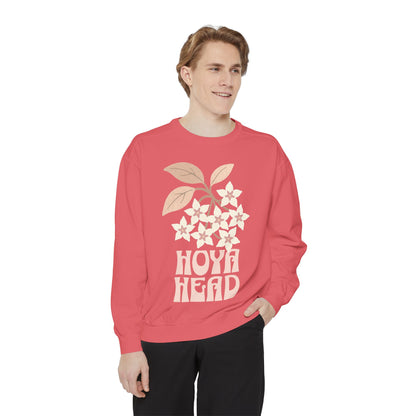 Chic Hoya Head Sweatshirt, Cozy Garment-Dyed Crewneck, Sustainable Fashion, Gift for Plant Lovers, Casual Style, Fall Fashion
