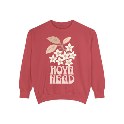 Chic Hoya Head Sweatshirt, Cozy Garment-Dyed Crewneck, Sustainable Fashion, Gift for Plant Lovers, Casual Style, Fall Fashion