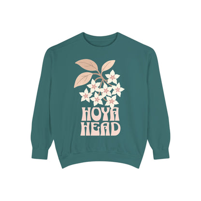 Chic Hoya Head Sweatshirt, Cozy Garment-Dyed Crewneck, Sustainable Fashion, Gift for Plant Lovers, Casual Style, Fall Fashion