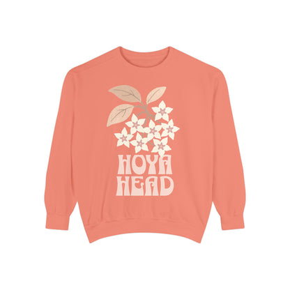 Chic Hoya Head Sweatshirt, Cozy Garment-Dyed Crewneck, Sustainable Fashion, Gift for Plant Lovers, Casual Style, Fall Fashion