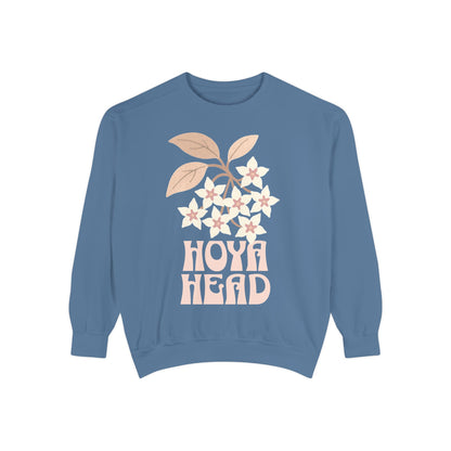 Chic Hoya Head Sweatshirt, Cozy Garment-Dyed Crewneck, Sustainable Fashion, Gift for Plant Lovers, Casual Style, Fall Fashion