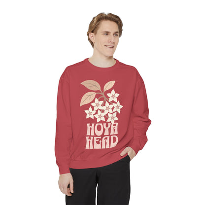 Chic Hoya Head Sweatshirt, Cozy Garment-Dyed Crewneck, Sustainable Fashion, Gift for Plant Lovers, Casual Style, Fall Fashion