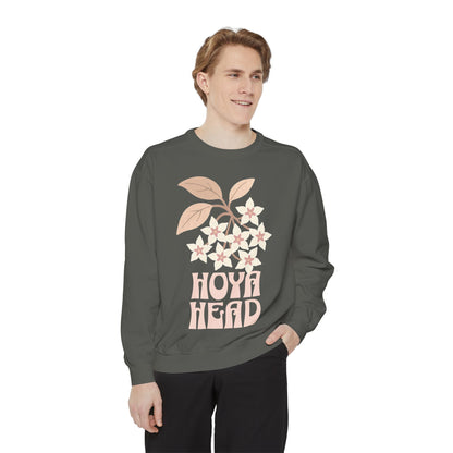 Chic Hoya Head Sweatshirt, Cozy Garment-Dyed Crewneck, Sustainable Fashion, Gift for Plant Lovers, Casual Style, Fall Fashion