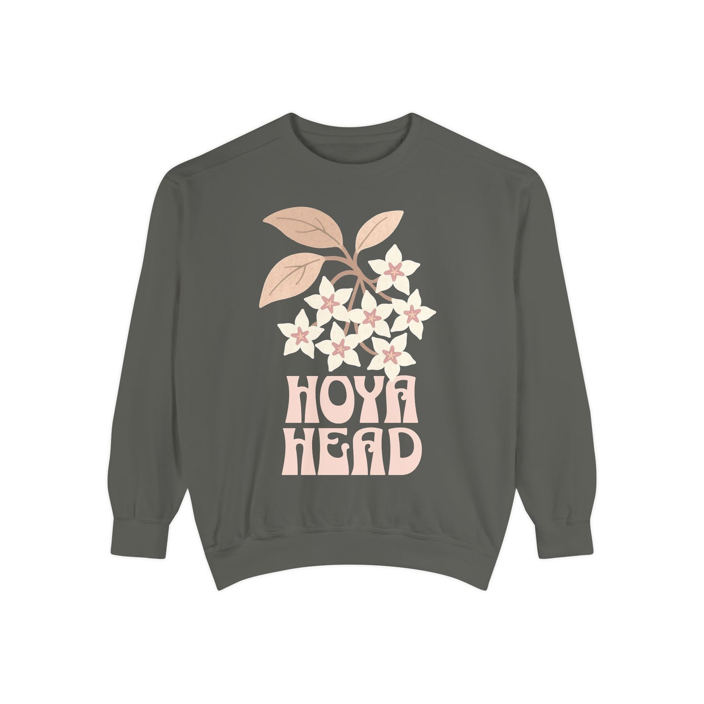 Chic Hoya Head Sweatshirt, Cozy Garment-Dyed Crewneck, Sustainable Fashion, Gift for Plant Lovers, Casual Style, Fall Fashion