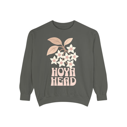 Chic Hoya Head Sweatshirt, Cozy Garment-Dyed Crewneck, Sustainable Fashion, Gift for Plant Lovers, Casual Style, Fall Fashion