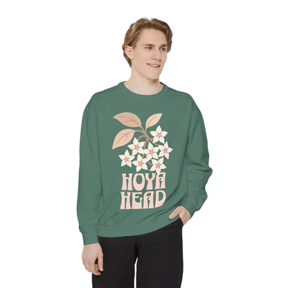 Chic Hoya Head Sweatshirt, Cozy Garment-Dyed Crewneck, Sustainable Fashion, Gift for Plant Lovers, Casual Style, Fall Fashion