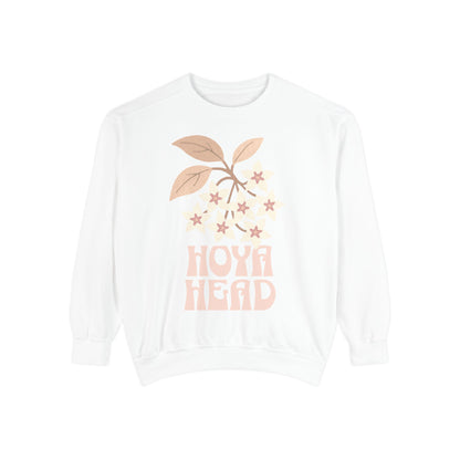 Chic Hoya Head Sweatshirt, Cozy Garment-Dyed Crewneck, Sustainable Fashion, Gift for Plant Lovers, Casual Style, Fall Fashion