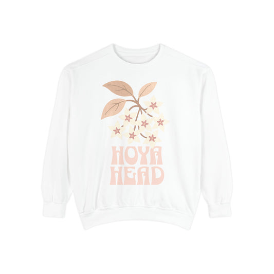 Chic Hoya Head Sweatshirt, Cozy Garment-Dyed Crewneck, Sustainable Fashion, Gift for Plant Lovers, Casual Style, Fall Fashion