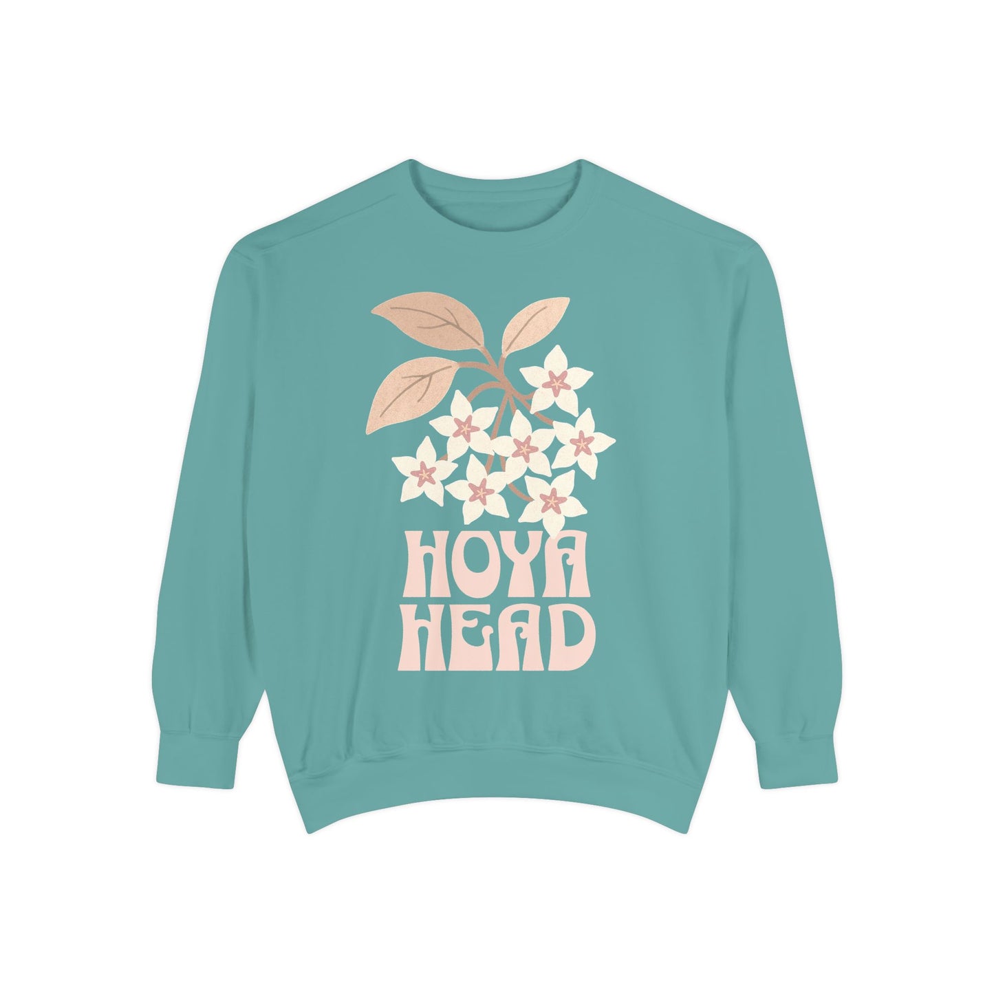 Chic Hoya Head Sweatshirt, Cozy Garment-Dyed Crewneck, Sustainable Fashion, Gift for Plant Lovers, Casual Style, Fall Fashion