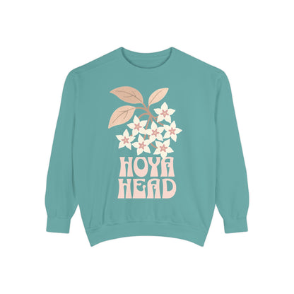 Chic Hoya Head Sweatshirt, Cozy Garment-Dyed Crewneck, Sustainable Fashion, Gift for Plant Lovers, Casual Style, Fall Fashion
