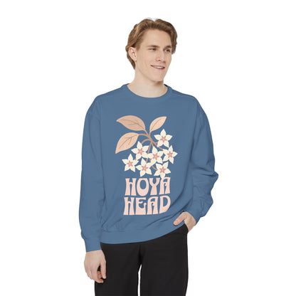 Chic Hoya Head Sweatshirt, Cozy Garment-Dyed Crewneck, Sustainable Fashion, Gift for Plant Lovers, Casual Style, Fall Fashion