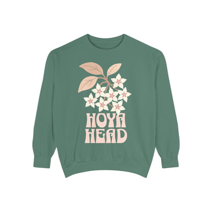 Chic Hoya Head Sweatshirt, Cozy Garment-Dyed Crewneck, Sustainable Fashion, Gift for Plant Lovers, Casual Style, Fall Fashion