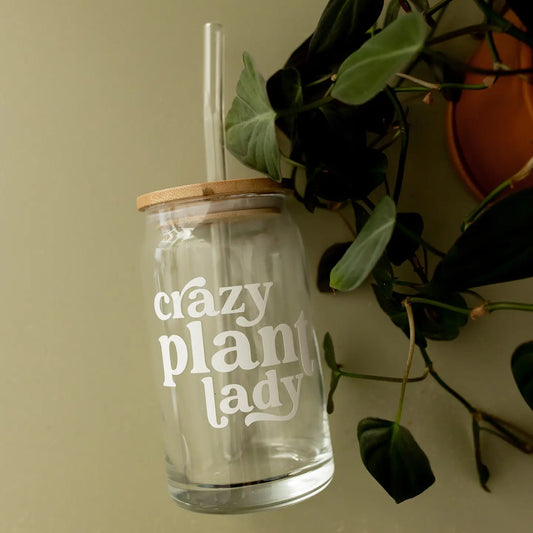 Crazy Plant Lady Glass Cup