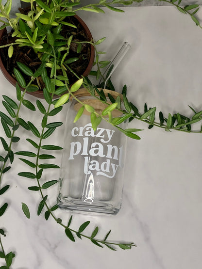 Crazy Plant Lady Glass Cup